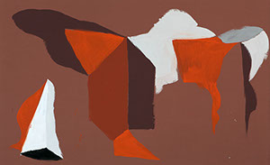 Ulrich Reimkasten, Faltung, 2010, Pigmente, Acryl, Leim auf Leinwand, 135 x 220 cm, Japanische Puppen [7/8], Repro: Joachim Blobel