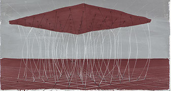 Ulrich Reimkasten, Fasern, 2011, Pigmente, Acryl, Leim, Kreide auf Leinwand, 130 x 240 cm, Horizonte [7/7], Repro: Joachim Blobel