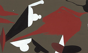 Ulrich Reimkasten, Licht Blut Schatten, 2011, Pigmente, Acryl, Leim auf Leinwand, 90 x 233 cm, Figur [6/13], Repro: Joachim Blobel