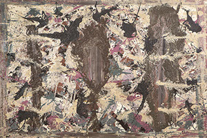 Ulrich Reimkasten, Spinnwebwald, 2011, Pigmente, Acryl, Leim auf Leinwand, 180 x 270 cm, Farbkissen [1/2], Repro: Joachim Blobel