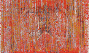 Ulrich Reimkasten, Frucht, 2012, Pigmente, Acryl, Leim auf Leinwand, 140 x 140 cm, Gewebte Bilder [18/25], Repro: Joachim Blobel