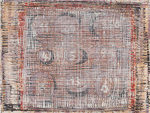 Ulrich Reimkasten, Zahlen, 2012, Pigmente, Acryl, Leim auf Leinwand, 105 x 140 cm, Gewebte Bilder [16/25], Repro: Joachim Blobel