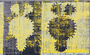 Ulrich Reimkasten, Doppler, 2013, Pigmente, Acryl, Leim auf Leinwand, 135 x 220 cm, Aussparungen [2/2], Repro: Joachim Blobel