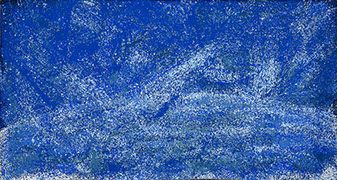 Ulrich Reimkasten, Blaue Sonne IV, 2014, Pigmente, Acryl, Leim auf Jute,  x 410 cm, Blaue Sonnen [2/2], Repro: 