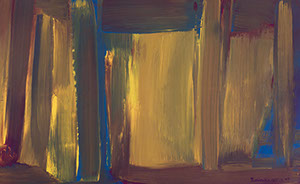 Ulrich Reimkasten, Raum 10, 2015, Pigmente, Acryl, Leim auf Leinwand, 95 x 155 cm, Rot-Gelb-Blau [18/33], Repro: Jule Roehr
