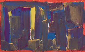 Ulrich Reimkasten, Raum 5, 2015, Pigmente, Acryl, Leim auf Leinwand, 95 x 155 cm, Rot-Gelb-Blau [13/33], Repro: Jule Roehr