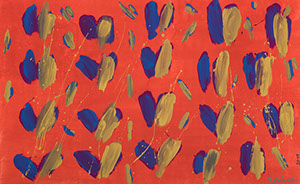 Ulrich Reimkasten, Rhythm Section 1, 2015, Pigmente, Acryl, Leim auf Leinwand, 95 x 155 cm, Rot-Gelb-Blau [25/33], Repro: Jule Roehr