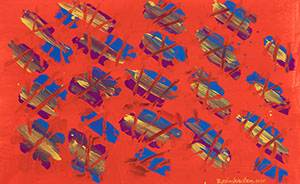 Ulrich Reimkasten, Rhythm Section 3, 2015, Pigmente, Acryl, Leim auf Leinwand, 95 x 155 cm, Rot-Gelb-Blau [27/33], Repro: Jule Roehr